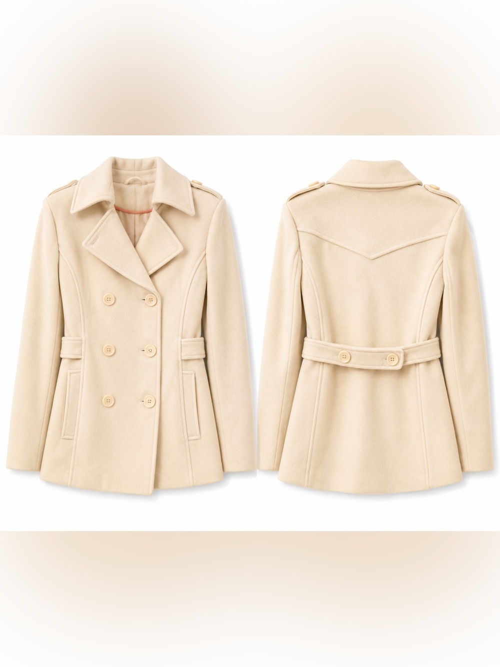 HYDRAULIC. CREAM COLORED BUTTON DOWN COAT